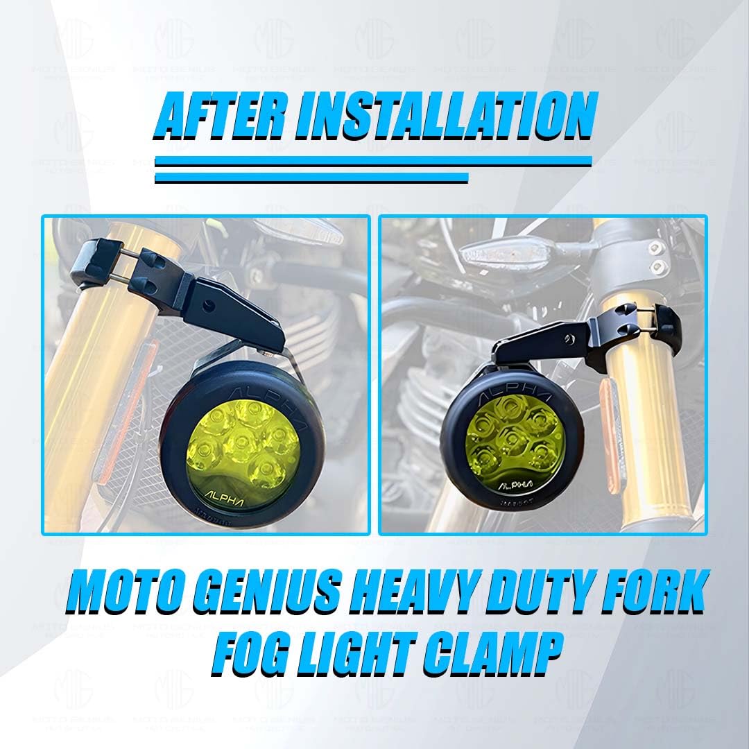 Universal Fog Light Mount | Durable Clamps for Off-Road & Driving Lights, 51 MM (Pack of 2)-Black - Moto Genius