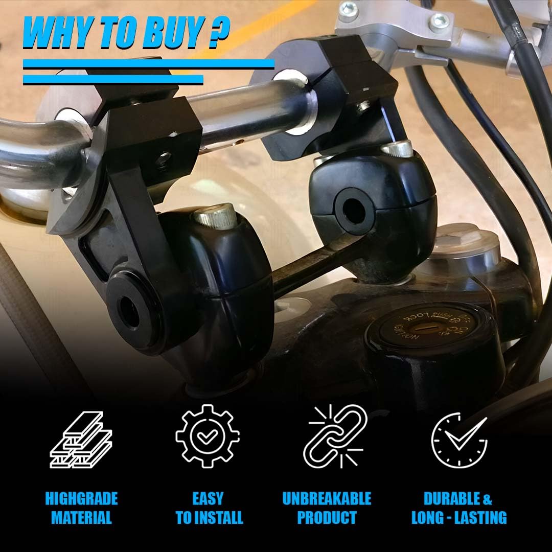 Universal Handlebar Riser | Handle Clamps Riser for All Bikes | Handlebar Riser Kit-Black - Moto Genius