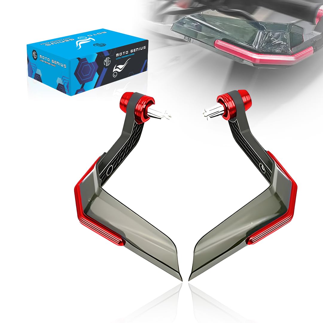 Universal Motorcycle Brake and Clutch Lever Guard | Extendable Handlebar Protector Handguards-Red - Moto Genius