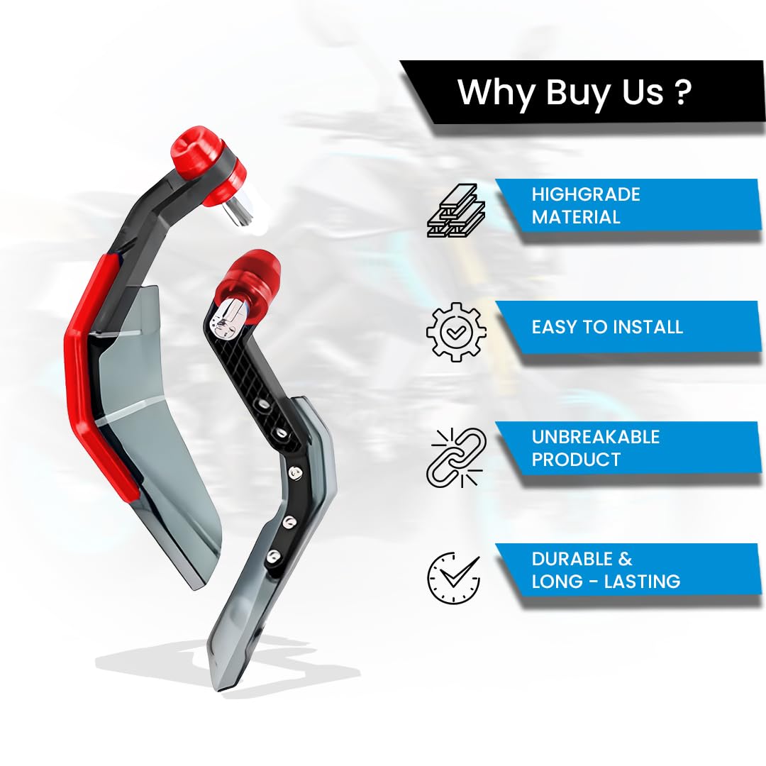 Universal Motorcycle Brake and Clutch Lever Guard | Extendable Handlebar Protector Handguards-Red - Moto Genius