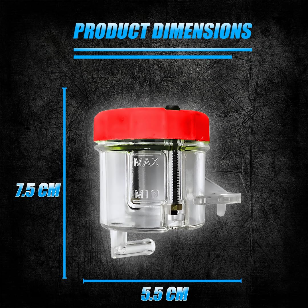 Universal Motorcycle Front Brake Clutch Fluid Reservoir Tank | Durable Plastic Master Cylinder Oil Cup for Hydraulic Brake and Clutch Systems-Red - Moto Genius