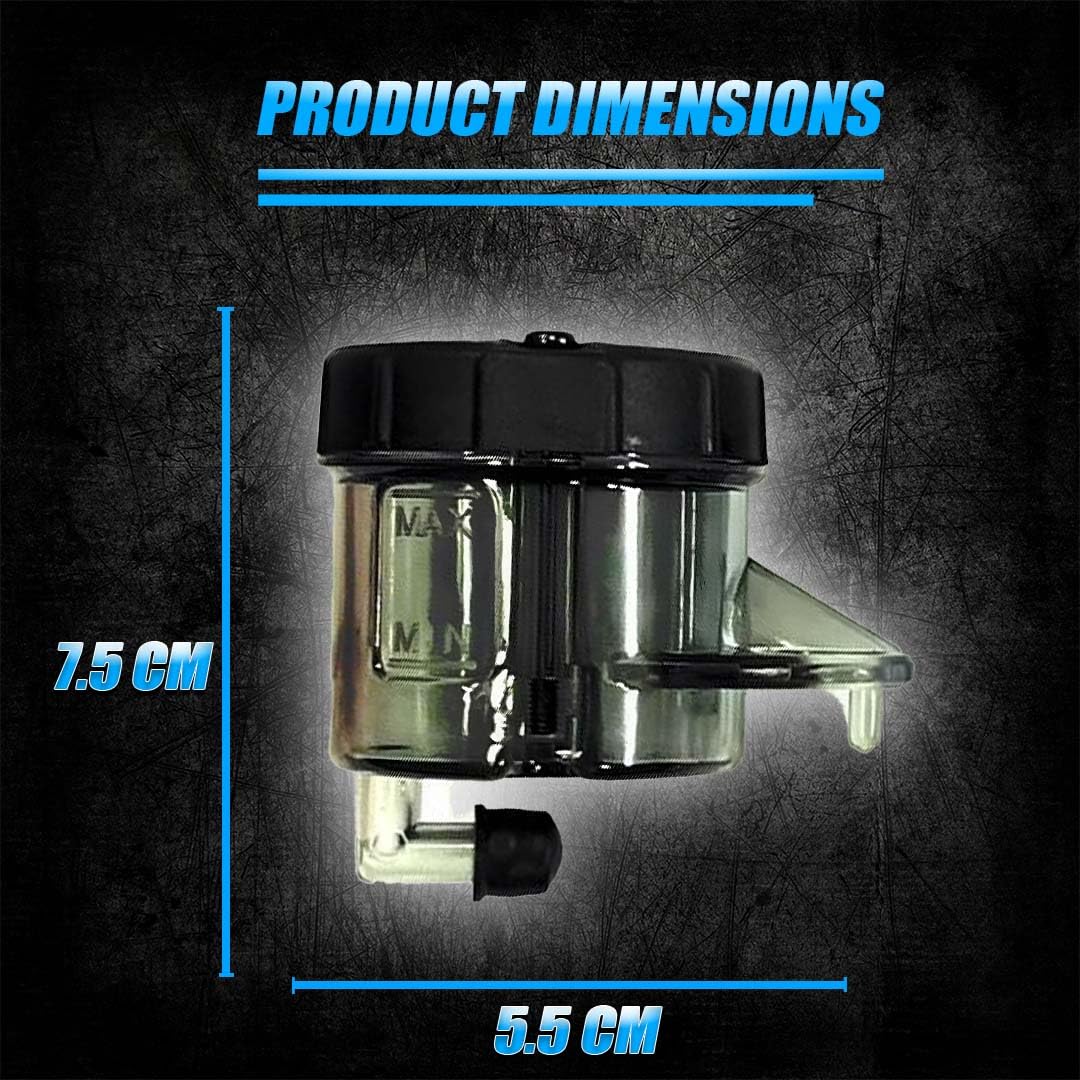 Universal Motorcycle Front Brake Master Cylinder Oil Reservoir Tank Cup | Durable Replacement for Hydraulic Brake and Clutch Systems (Pack of 2)-Black - Moto Genius