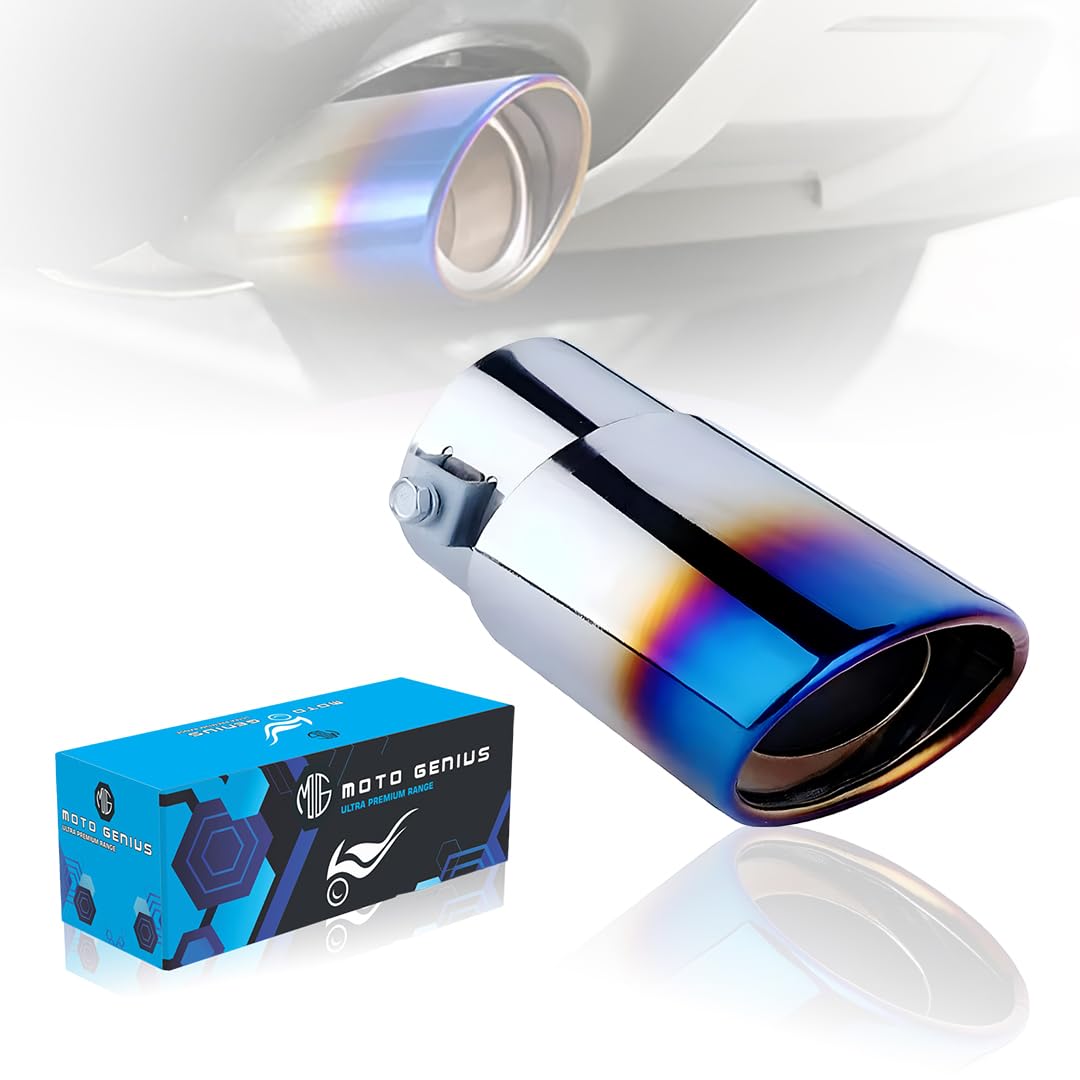 Universal Stainless Steel Car Exhaust Tip | Chrome Bolt-On Tailpipe Muffler for Most Cars, Rustproof Exhaust Pipe Extension, Adjustable Silencer Tip (Pack of 1)-Multi - Moto Genius