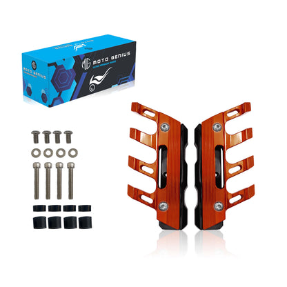 MOTO GENIUS Universal CNC Aluminum Motorcycle Front Fork Protector Anti-Fall Crash Slider, Shock Absorber & Front Fender Guard for Bikes