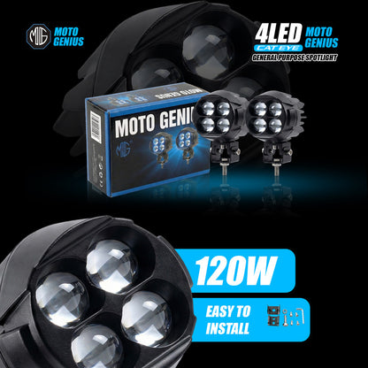 Dual Color DRL Laser Shooting Headlight, 4 LED High Intensity Spot Light, 9–36V Off-Road Fog Lamp for Truck, Motorcycle, Car & Boat (Pack of 2)
