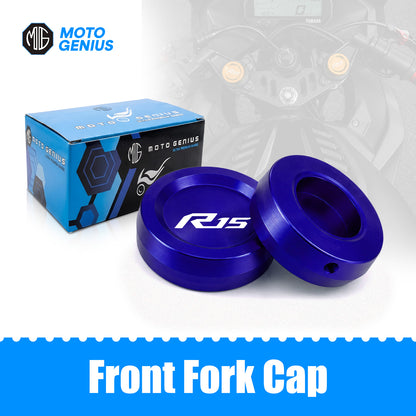 Front Fork Cap Cover for Yamaha R15 V4 / R15 V3 – Premium Anodized CNC MADE Front Shocker Top Fork Cover (Pair)