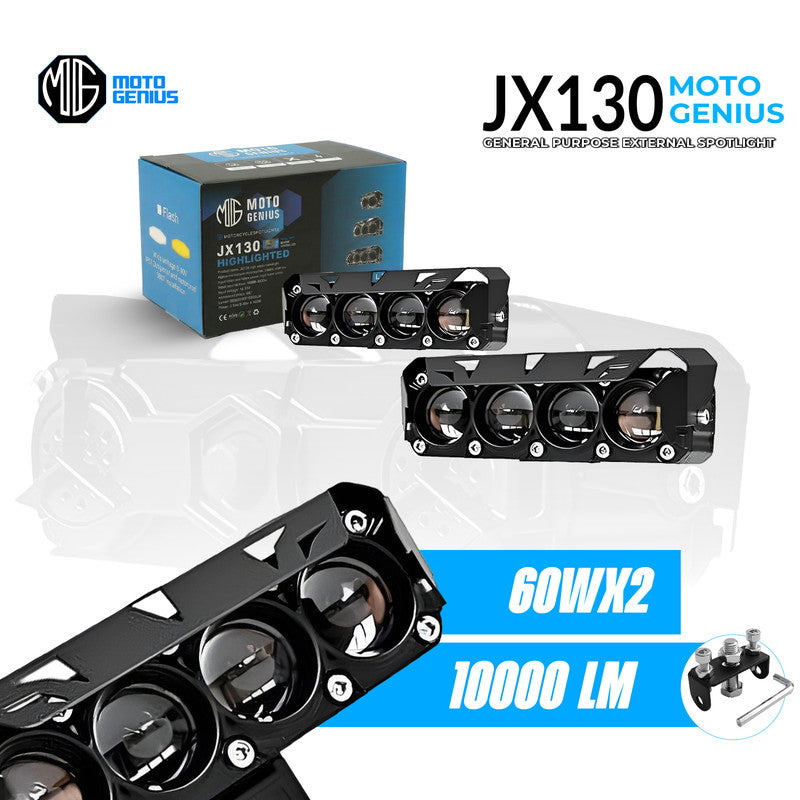 JX-130 WITHOUT HARNESS 40W Dual Color LED Fog Light for Motorcycles | 2 LED Dual Beam White & Yellow | Waterproof Auxiliary Driving Lamp (Pack of 2)