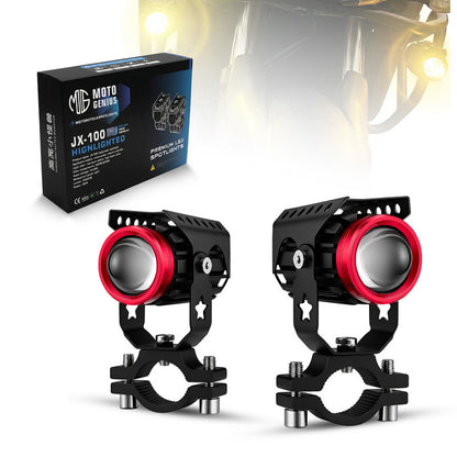 JX100 2 LED Fog Lights for Motorcycles | High-Intensity Titanium LED Pair | Wide-Beam Night & Fog Riding Lights | Waterproof Auxiliary Driving Lamps(Pack of 2)