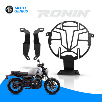 MOTO GENIUS Headlight Jali Grill Heavy Duty Headlight Guard Protector Grill Black Metal Compatible with TVS Ronin | Front Headlamp Cover | Rust Resistant | Premium Motorcycle Accessory