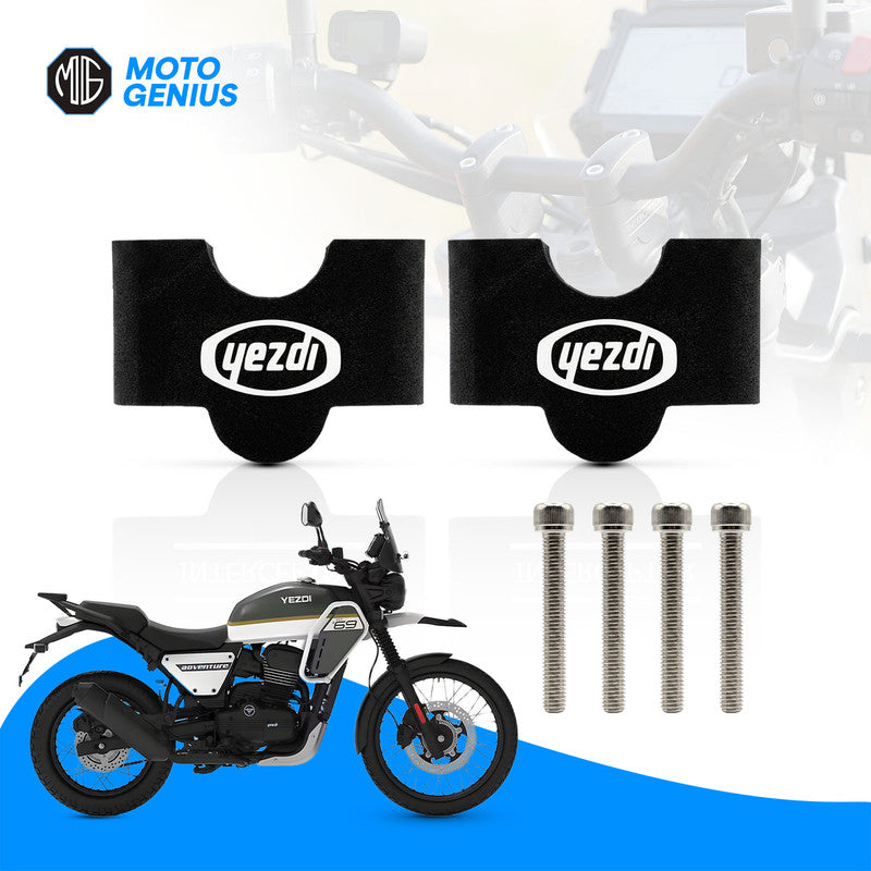 MOTO GENIUS Yezdi Handlebar Riser Clamp Adjustable Height – Premium Aluminium Handle Bar Riser for Improve Riding Comfort, Control & Ergonomics – Compatible with Yezdi Motorcycles