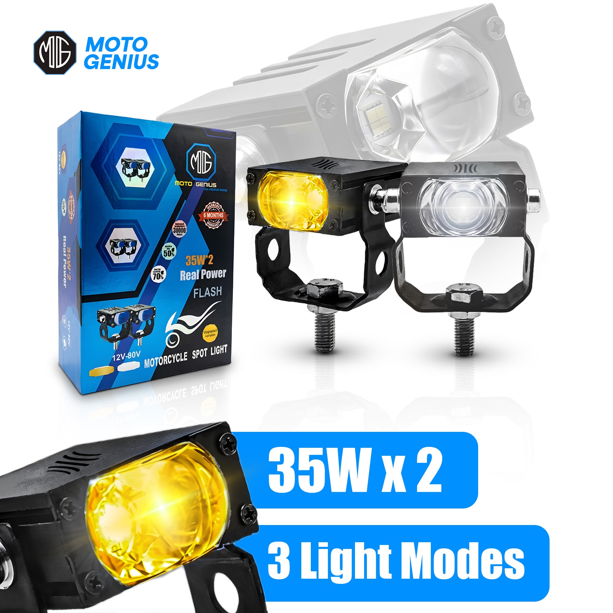 70W LED Fog Light (35W-2) Ultra-Thin Mini Driving Light for Motorcycle Car | Super Bright, IP67 Waterproof, Aluminum Housing (MGF2)