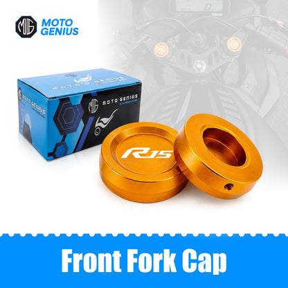 Front Fork Cap Cover for Yamaha R15 V4 / R15 V3 – Premium Anodized CNC MADE Front Shocker Top Fork Cover (Pair)
