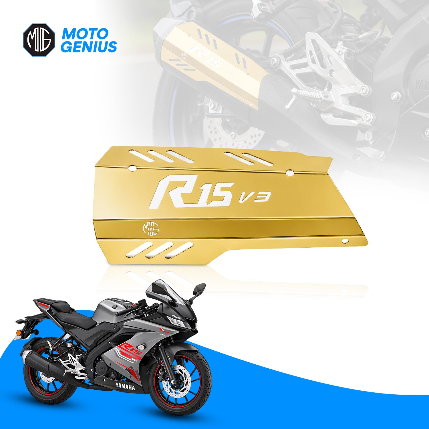 Exhaust Cover Silencer Protector for R15 V3 | Premium Exhaust Heat Shield Protector for Enhanced Durability and Style | Easy Installation
