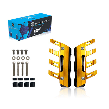 MOTO GENIUS Universal CNC Aluminum Motorcycle Front Fork Protector Anti-Fall Crash Slider, Shock Absorber & Front Fender Guard for Bikes
