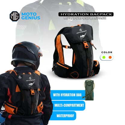 Hydration Backpack with 2L BPA-Free Bladder, Ultra-Lightweight No-Bounce Fit, Multi-Compartment Storage, Reflective Safety Strips, Ideal for Hiking, Cycling, Running, Camping & Outdoor Sports