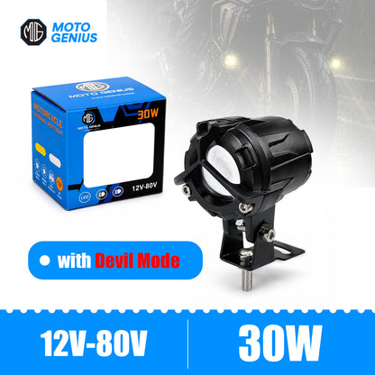 MOTO GENIUS 30W Y Shape Fog Light 12-80V Waterproof LED Auxiliary Light with Multiple Modes & Devil Eye Effect
