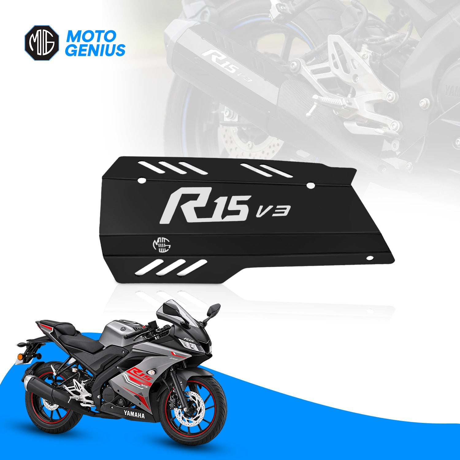 Exhaust Cover Silencer Protector for R15 V3 | Premium Exhaust Heat Shield Protector for Enhanced Durability and Style | Easy Installation