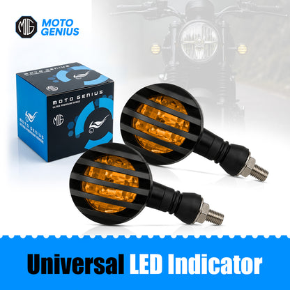 Waterproof LED Indicator Light for Bikes, High Brightness Universal Motorcycle Turn Signal Lamp with Jali/Grill Cover, Durable Plastic Body, Front/Rear Use(Pack of 2)