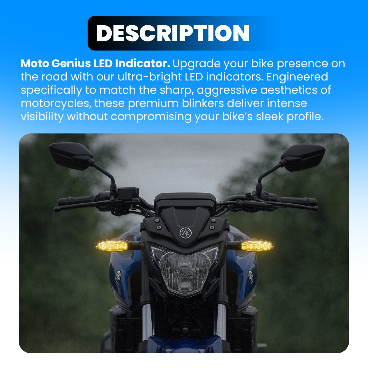 Waterproof Flexible Silicone Rubber LED Indicator Light for FZ, R15, MT15 (BS4 + BS6), Ray Z | Unbreakable, Premium, and Durable Motorcycle Turn Signal Lights