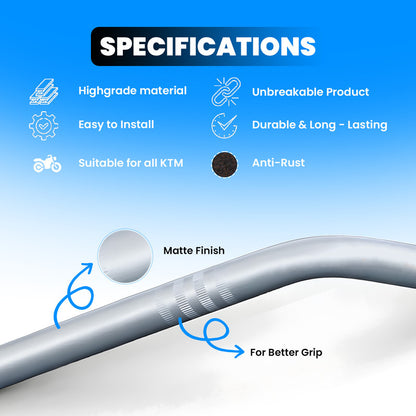 Heavy Duty Metal Handlebar | Premium Quality Handle Bar Compatible with KTM Duke 125, 200, 250, 390 (Black)