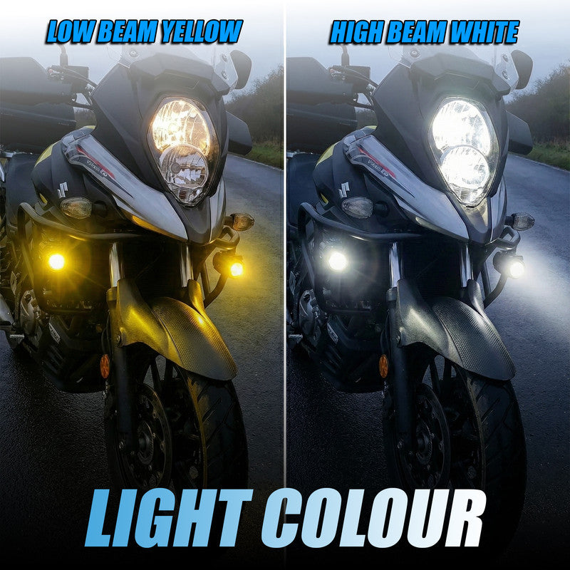 JX100 2 LED Fog Lights for Motorcycles | High-Intensity Titanium LED Pair | Wide-Beam Night & Fog Riding Lights | Waterproof Auxiliary Driving Lamps(Pack of 2)