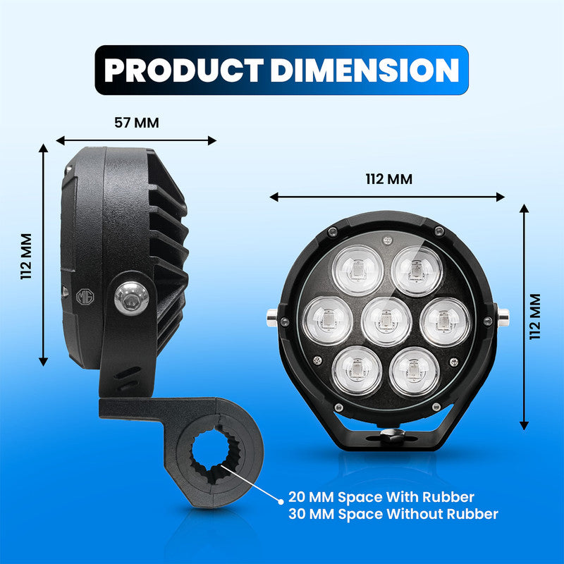 VK700 70W x 2 Motorcycle Fog Light Auxiliary LED Light Set | High Brightness CNC Switch & Wiring Harness | Universal Fit Waterproof Bike Driving Lights (Pack of 2)