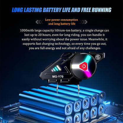 Y70 High Version Motorcycle Wireless Helmet Bluetooth Headset V5.3 – Hands-Free Speaker, Outdoor Riding, Intercom, Music & Call Support