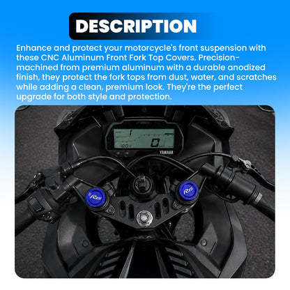 Front Fork Cap Cover for Yamaha R15 V4 / R15 V3 – Premium Anodized CNC MADE Front Shocker Top Fork Cover (Pair)
