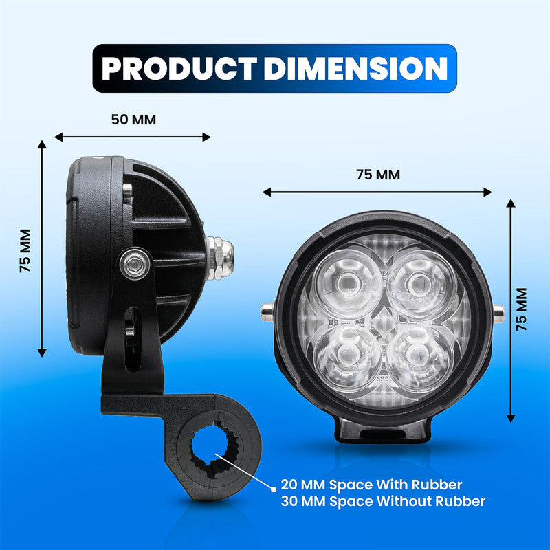 MOTO GENIUS VK460 40W x 2 Motorcycle Fog Light Auxiliary LED Light Set | High Brightness CNC Switch & Wiring Harness | Universal Fit Waterproof Bike Driving Lights (Pack of 2)