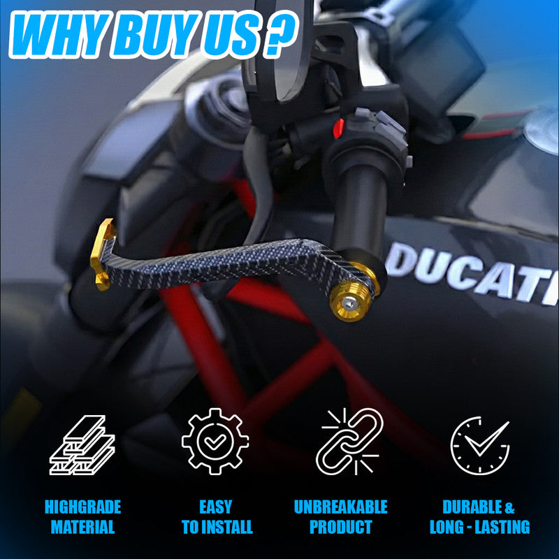 Universal Motorcycle Carbon Lever Guards | Aluminum Brake & Clutch Hand Protectors, CNC Billet Handlebar