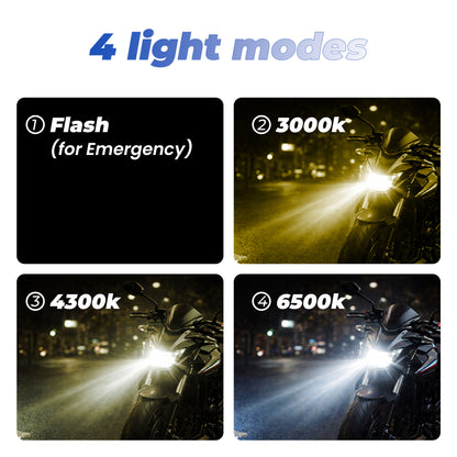 MOTO GENIUS 100W H4 LED Headlight Conversion Kit with Wireless Remote Control, 4 Lighting Modes, Waterproof Aluminum Housing, Ultra Bright Car & Motorcycle Headlights