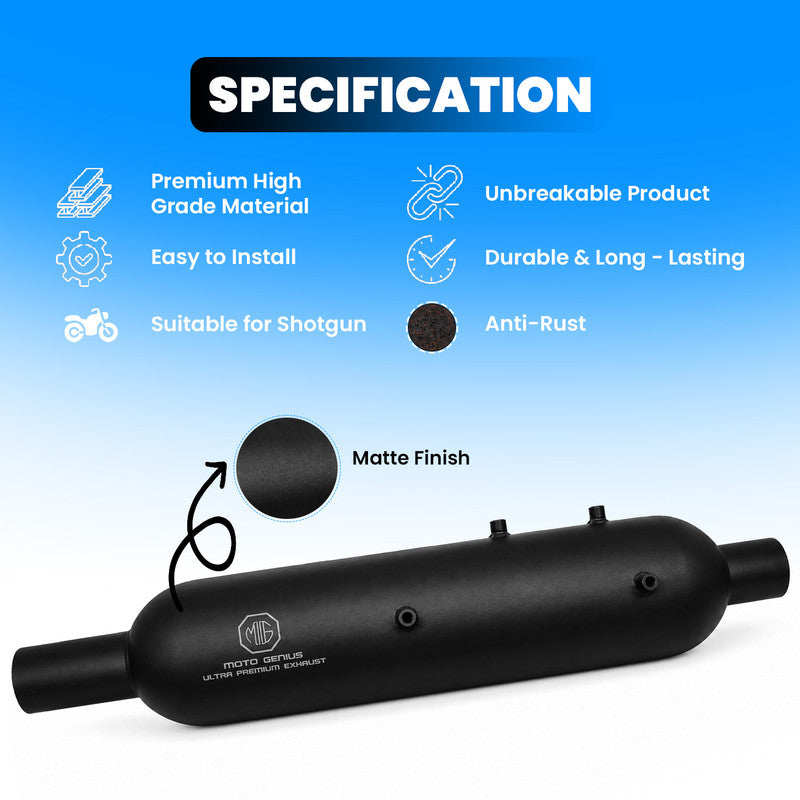 Bomber Exhaust Silencer for Royal Enfield Shotgun 650, Stainless Steel Dual Exhaust Muffler, Left & Right Side, Waterproof & Durable Motorcycle Exhaust Pipe (Pack of 2)
