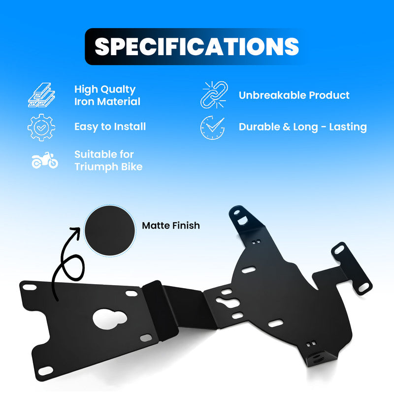 Heavy Metal Tail Tidy Number Plate Holder License Plate Bracket with Indicator Mounts for Triumph (Black)