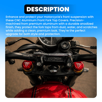 Front Fork Cap Cover for Triumph Speed 400 – Premium Anodized Front CNC made Shock Top Cover (Pair)