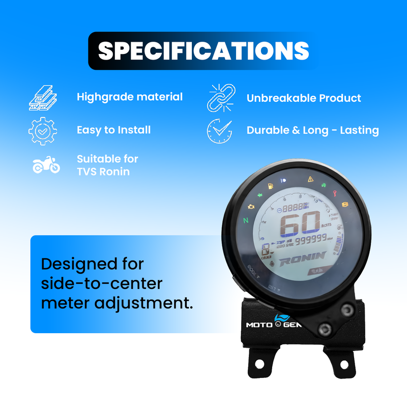 TVS Ronin 225 Center Meter Console Mounting Clamp | Heavy Duty Speedometer Relocation Bracket | Symmetric Handlebar View