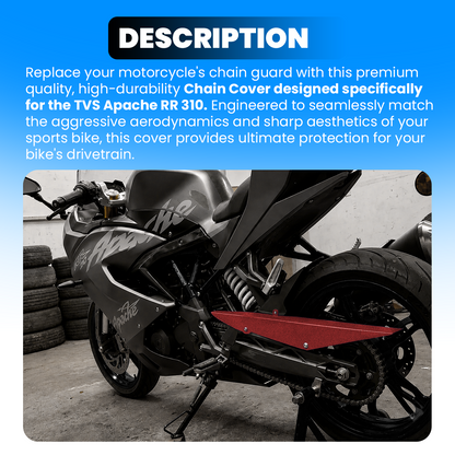 RR310 Chain Cover Aluminium | Lightweight & Durable Motorcycle Chain Guard Protector | Compatible with RR 310 | Easy Installation Spare Part (Red)