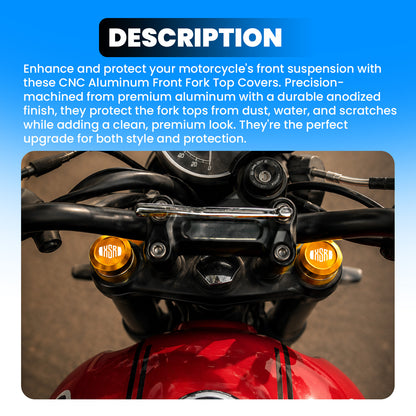 Front Fork Cap Cover for Yamaha XSR 155 – Premium Anodized CNC made Front Shock Top Cover (Pair)