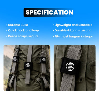 Universal Bag Strap Keeper, Waterproof Fabric, Hook and Loop Fastener, Adjustable Strap Organizer for Backpacks, Luggage, Duffel Bags, Travel and Everyday Use