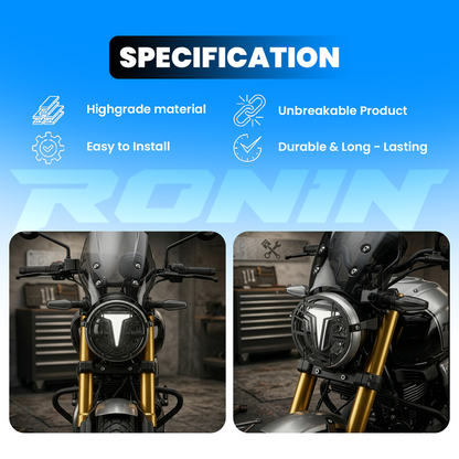 MOTO GENIUS Headlight Jali Grill Heavy Duty Headlight Guard Protector Grill Black Metal Compatible with TVS Ronin | Front Headlamp Cover | Rust Resistant | Premium Motorcycle Accessory