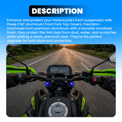 CNC Aluminium Front Fork Cap Cover for Yamaha MT-15 – Premium Anodized Front Shock Top Cover (Pair)