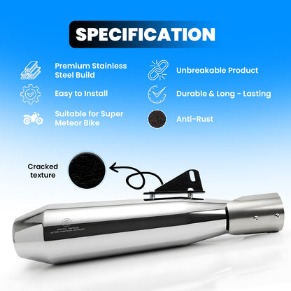 Royal Enfield Super Meteor 650 Exhaust Pair Left & Right | Stainless Steel Durable Weather-Resistant Silencer Set | Premium Motorcycle Exhaust System Replacement (Pack of 2)