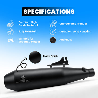 Growler Royal Enfield Meteor 350 and Reborn Exhaust Silencer | Stainless Steel Motorcycle Exhaust | Durable Weather Resistant Design | Performance & Stylish Finish | Pack of 1
