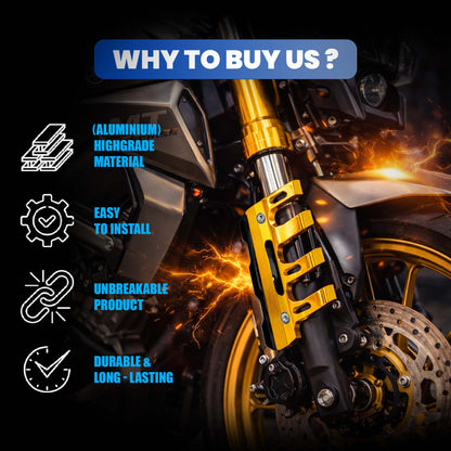 MOTO GENIUS Universal CNC Aluminum Motorcycle Front Fork Protector Anti-Fall Crash Slider, Shock Absorber & Front Fender Guard for Bikes