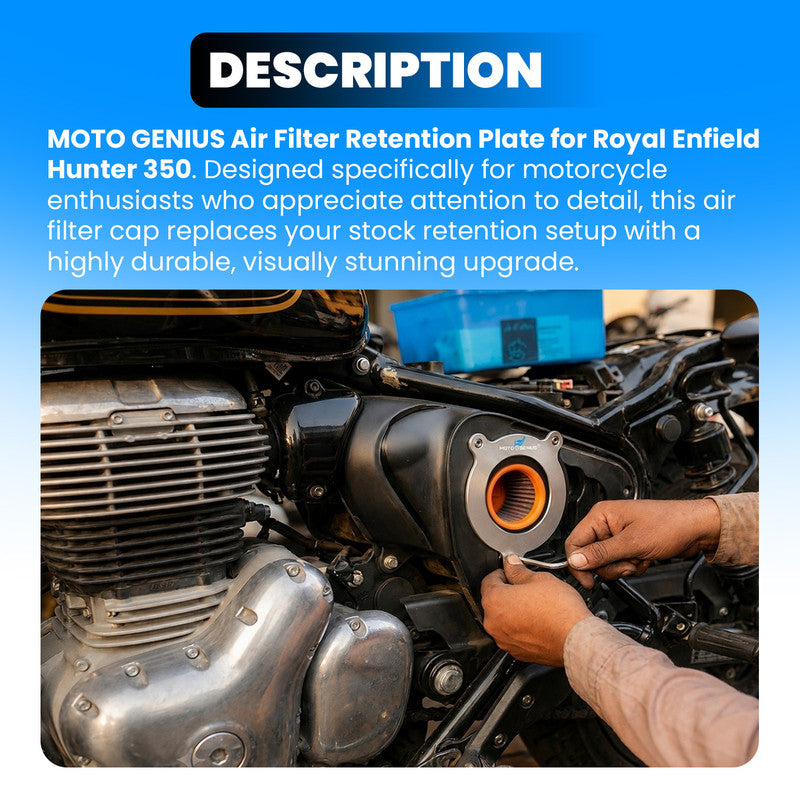 Stainless Steel Air Filter Cap Compatible with RE Hunter 350 | Premium Metal Air Cleaner Box Cover Modification Accessory