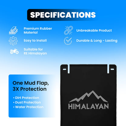 Flexible Rubber Silicone Rear Mud Flap for RE Himalayan | Heavy Duty Weather Resistant Splash Guard | Durable Mudguard Fender Protector Against Mud, Dirt & Water