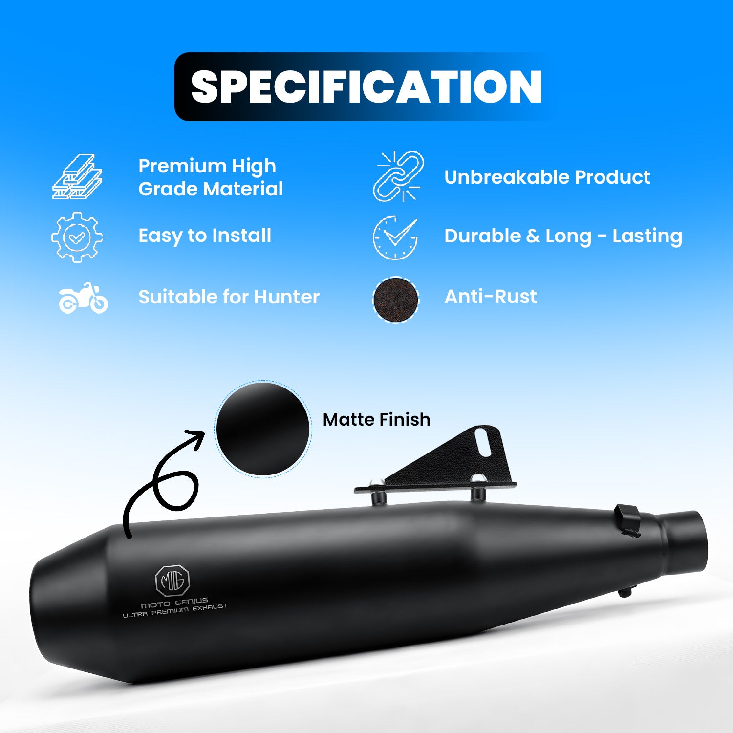 Royal Enfield Hunter 350 Exhaust Silencer | Stainless Steel Motorcycle Exhaust | Durable Weather Resistant Design | Performance & Stylish Finish | Pack of 1