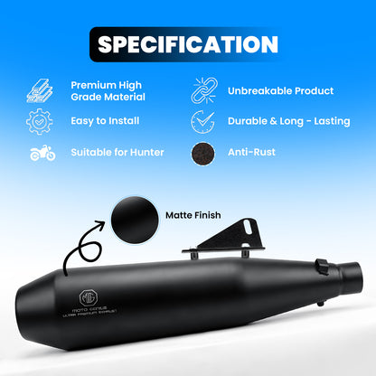 Royal Enfield Hunter 350 Exhaust Silencer | Stainless Steel Motorcycle Exhaust | Durable Weather Resistant Design | Performance & Stylish Finish | Pack of 1