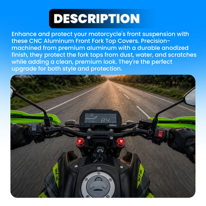 CNC Aluminium Front Fork Cap Cover for Yamaha MT-15 – Premium Anodized Front Shock Top Cover (Pair)