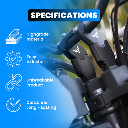 Aluminium Angular Handle Riser Clamp for MT15 | Adjustable Height & Reach Anti-Rust Anodized Handlebar Extender Kit for MT-15 Motorbike (Black)