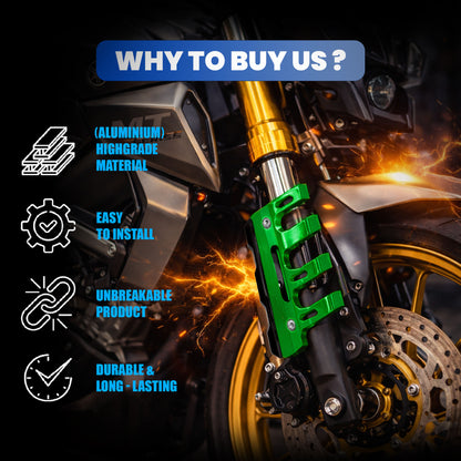 MOTO GENIUS Universal CNC Aluminum Motorcycle Front Fork Protector Anti-Fall Crash Slider, Shock Absorber & Front Fender Guard for Bikes